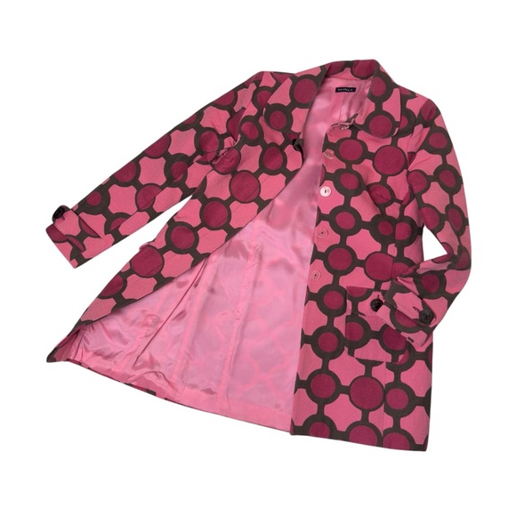 Vintage Bentley A. Retro Mod Pink Geometric Polka Dot Button Up Coat Small - Picture 10 of 16